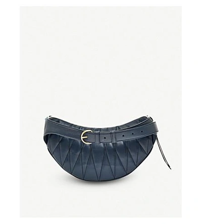 Shop Miu Miu Two-tone Quilted Nappa-leather Belt Bag In Oltremare+astrale