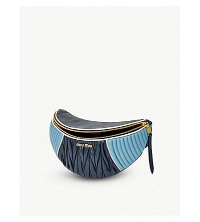 Shop Miu Miu Two-tone Quilted Nappa-leather Belt Bag In Oltremare+astrale