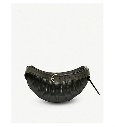 Shop Miu Miu Two-tone Quilted Nappa-leather Belt Bag In Nero+biliardo