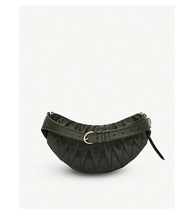 Shop Miu Miu Two-tone Quilted Nappa-leather Belt Bag In Nero+fuoco