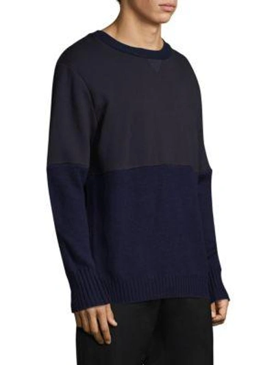 Shop Public School Lotus Terry Crewneck Sweater In Blue