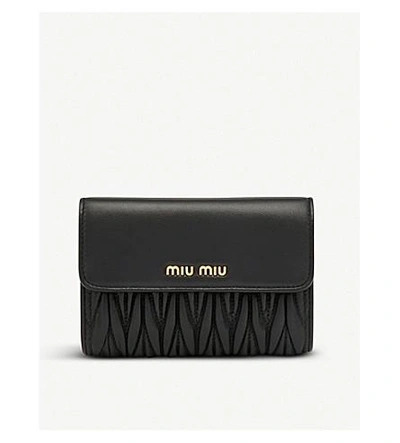Shop Miu Miu Quilted Nappa-leather Wallet In Nero