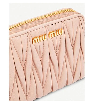 Shop Miu Miu Quilted Leather Card Holder In Cammeo
