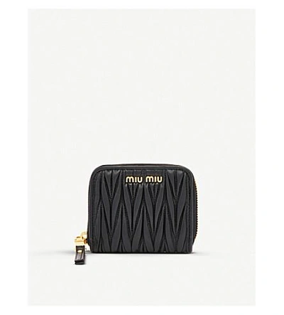Shop Miu Miu Quilted Leather Card Holder In Nero
