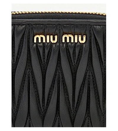 Shop Miu Miu Quilted Leather Card Holder In Nero