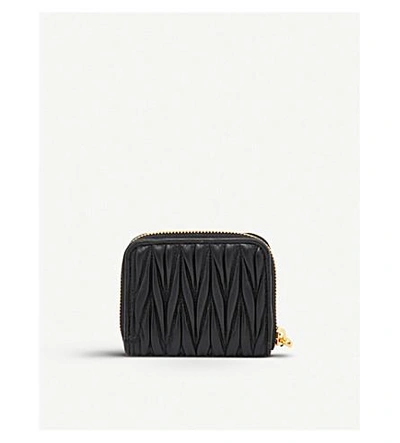Shop Miu Miu Quilted Leather Card Holder In Nero