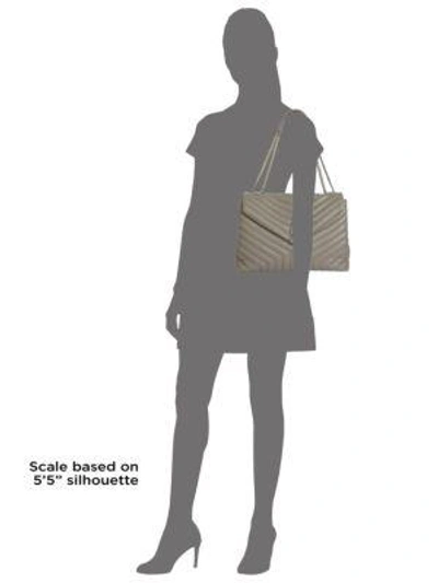 Shop Saint Laurent Large Lou Lou Leather Chain Flap Shoulder Bag In Asphalt
