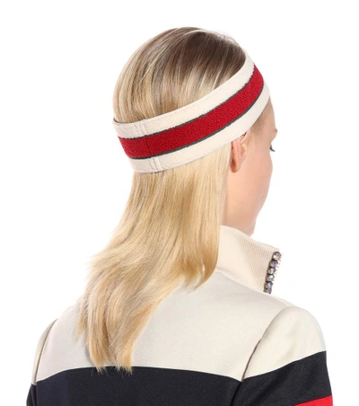 Shop Gucci Striped Headband In White