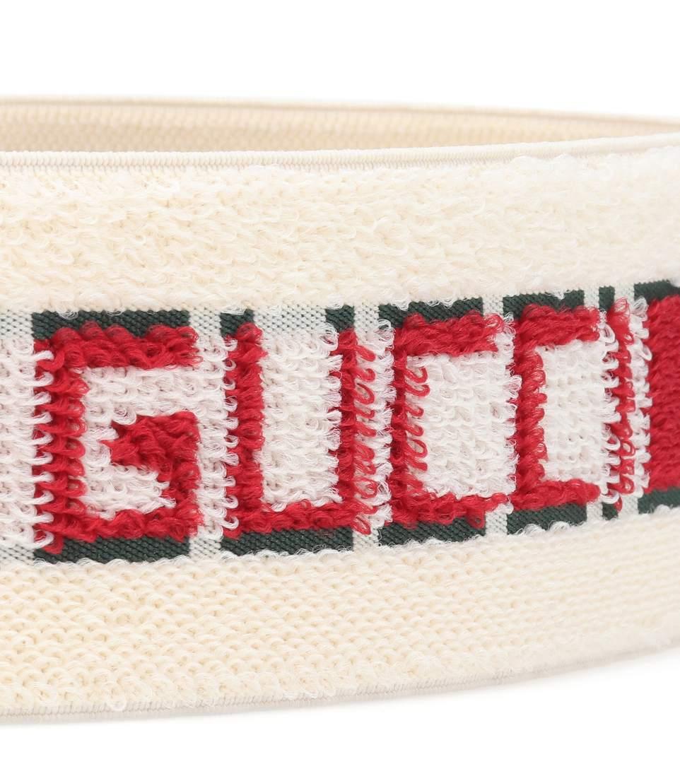 Gucci Off-white & Red Stripe Logo Headband In Green/red Elastic | ModeSens