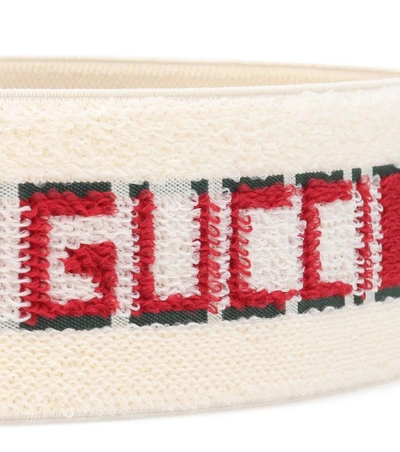 Shop Gucci Striped Headband In White