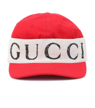 Shop Gucci Cotton Baseball Hat In Red