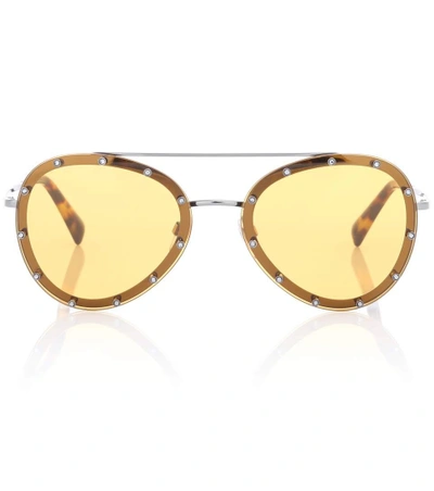 Shop Valentino Embellished Aviator Sunglasses