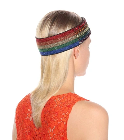 Shop Gucci Embellished Headband In Multicoloured