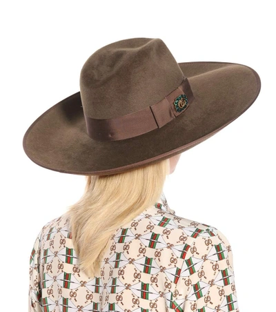 Shop Gucci Embellished Rabbit-felt Hat In Brown