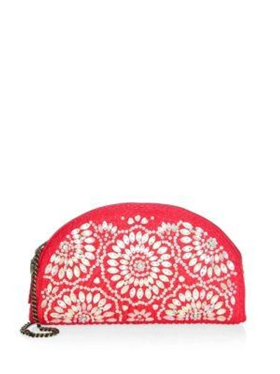 Shop Eric Javits Women's Sadra Floral Woven Clutch In Red