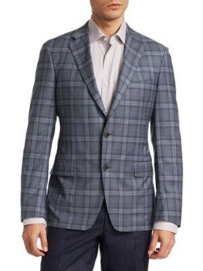 Shop Saks Fifth Avenue Collection By Samuelsohn Wool Plaid Jacket In Blue