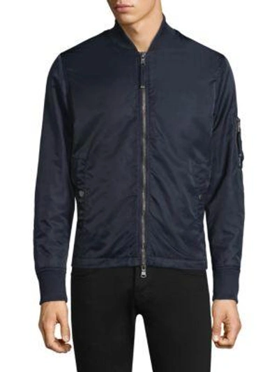 Shop Diesel Black Gold Graphic Bomber Jacket In Blue