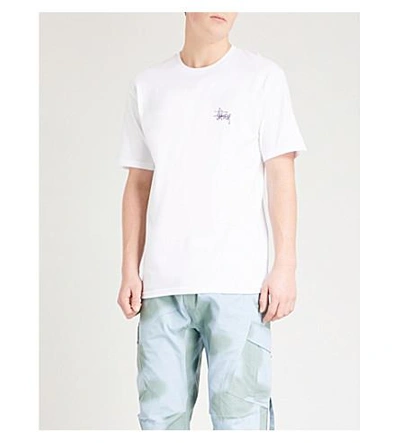 Shop Stussy Basic Cotton-jersey T-shirt In White