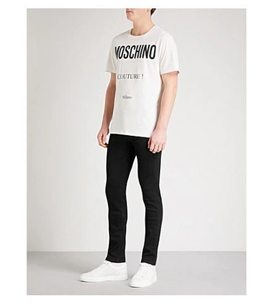 Shop Moschino Couture Logo Cotton-jersey T-shirt In White