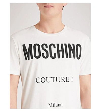 Shop Moschino Couture Logo Cotton-jersey T-shirt In White