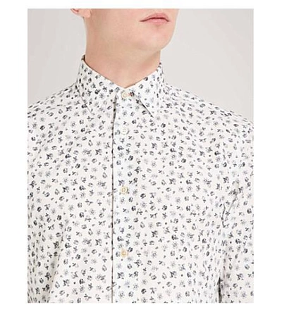 Shop Paul Smith Floral-print Soho-fit Cotton Shirt In White