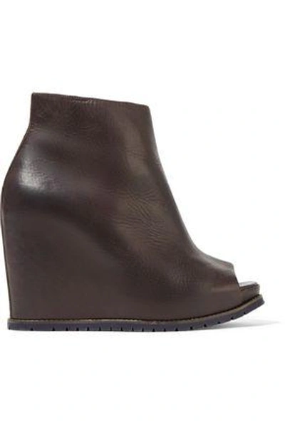 Brunello Cucinelli Woman Leather Wedge Ankle Boots Dark Brown | ModeSens