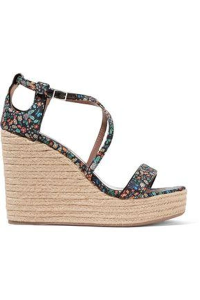 Shop Tabitha Simmons Woman Jenny Denim Espadrille Wedge Sandals Multicolor