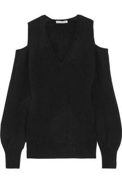 Shop Autumn Cashmere Woman Cold-shoulder Cashmere Sweater Black