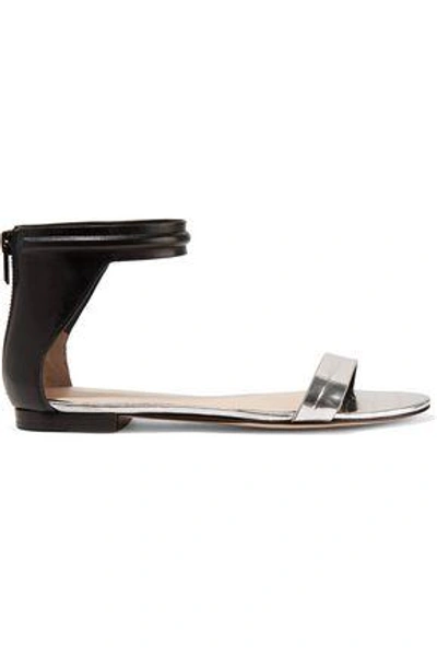 Shop 3.1 Phillip Lim / フィリップ リム Woman Martini Paneled Leather And Metallic Croc-effect Leather Sandals Black