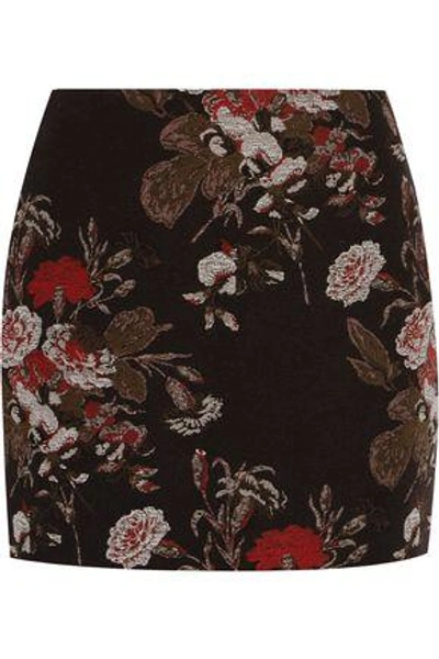 Shop Ganni Woman Cotton-blend Brocade Mini Skirt Black