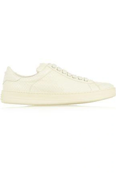 Shop Tom Ford Woman Python Sneakers White