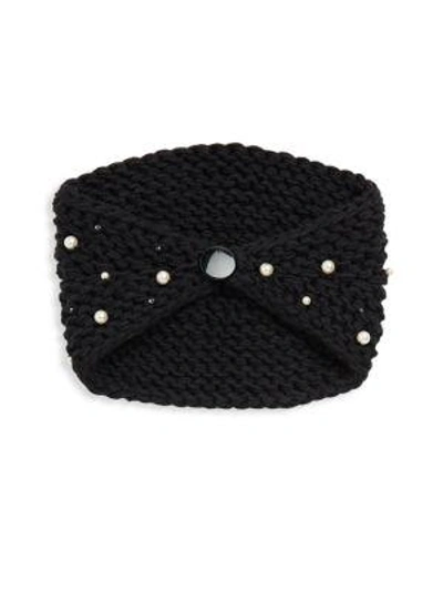 Shop Jennifer Behr Simulated Faux Pearl Kerchief In Black