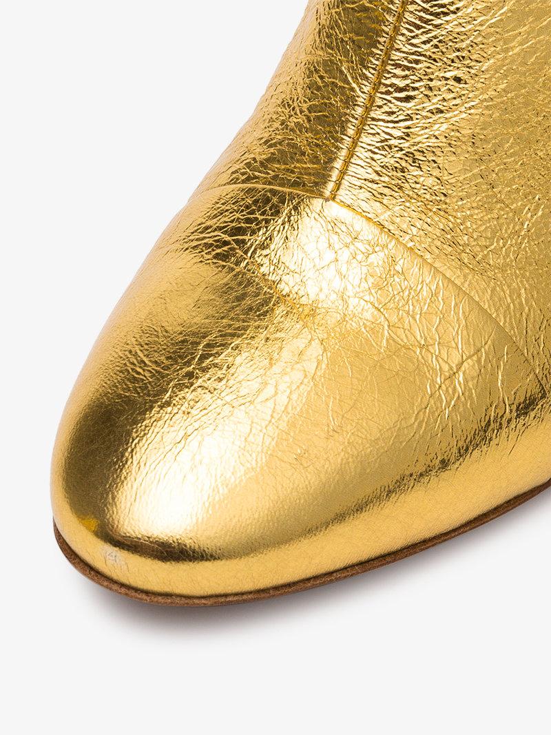 Dries Van Noten Gold 70 Leather Ankle Boots In Metallic | ModeSens
