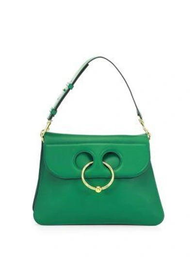 Shop Jw Anderson Stable Medium Pierce Leather Bag In Emerald