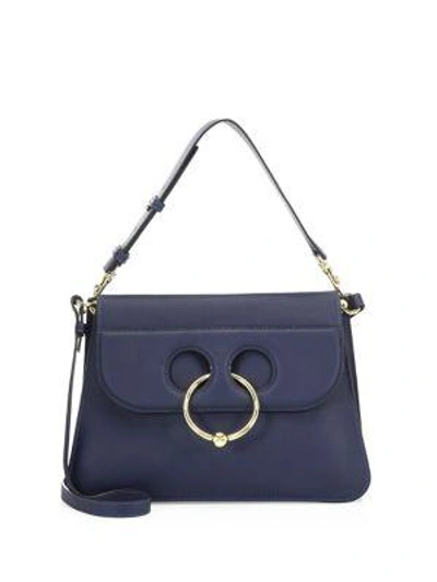 Shop Jw Anderson Stable Medium Pierce Leather Bag In Navy