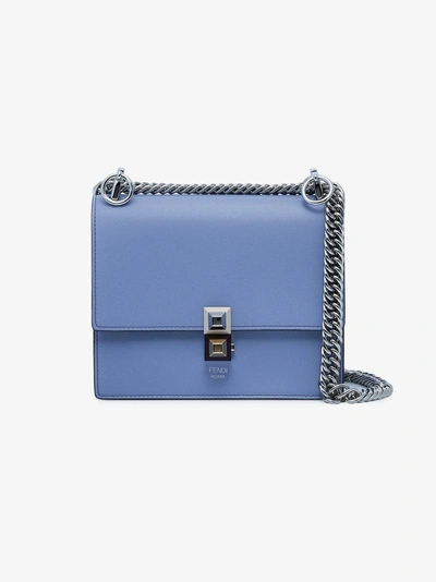 Shop Fendi Blue Kan I Small Leather Shoulder Bag