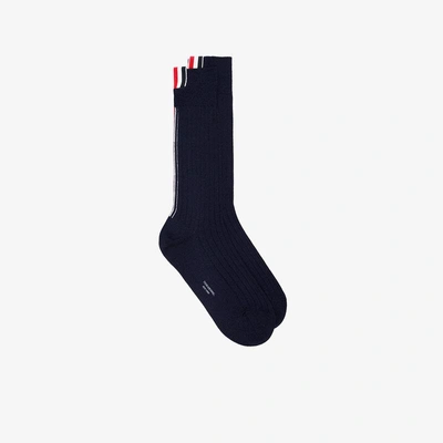 Shop Thom Browne Socks With Stripe Detail