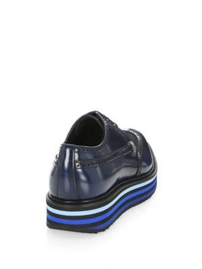 Shop Prada Brogue Creeper Leather Sneakers In Oltremare Baltico