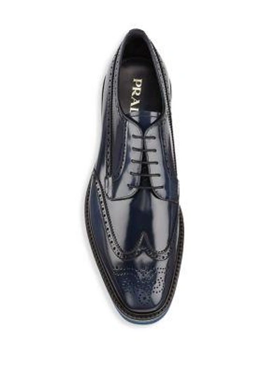 Shop Prada Brogue Creeper Leather Sneakers In Oltremare Baltico