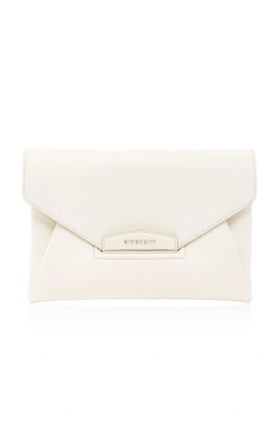 Shop Givenchy Antigona Leather Envelope Clutch In White
