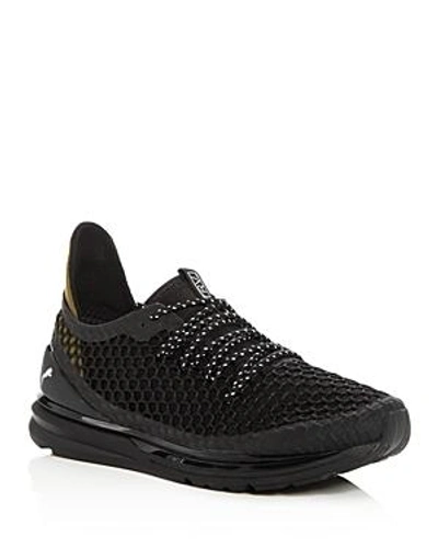 Shop Puma Men's Ignite Limitless Netfit Knit Lace Up Sneakers In Black