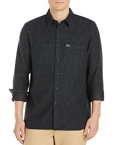 Shop Lacoste Static Long Sleeve Button-down Shirt In Black
