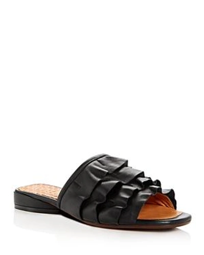 Shop Chie Mihara Women's Volante Leather Ruffle Slide Sandals In Negro