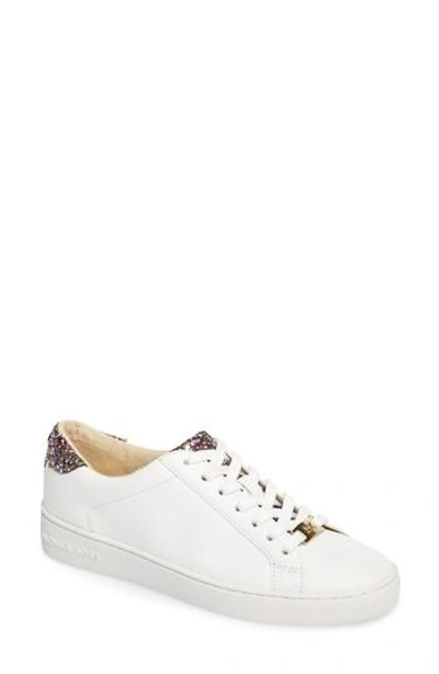 Shop Michael Michael Kors Irving Sneaker In Optic White Glitter