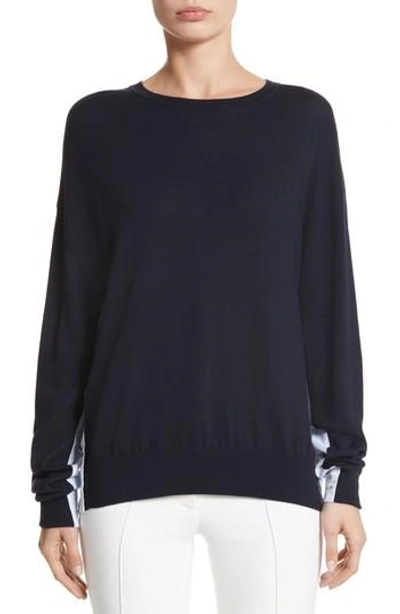 Shop Adam Lippes Cotton Gusset Merino Wool Sweater In Black