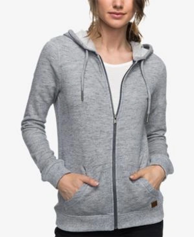 Shop Roxy Juniors' Trippin French Terry Zip-front Hoodie In Gray