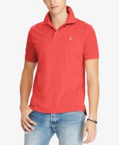 Shop Polo Ralph Lauren Men's Custom Slim-fit Cotton Mesh Polo Shirt In Sentry Red Heather
