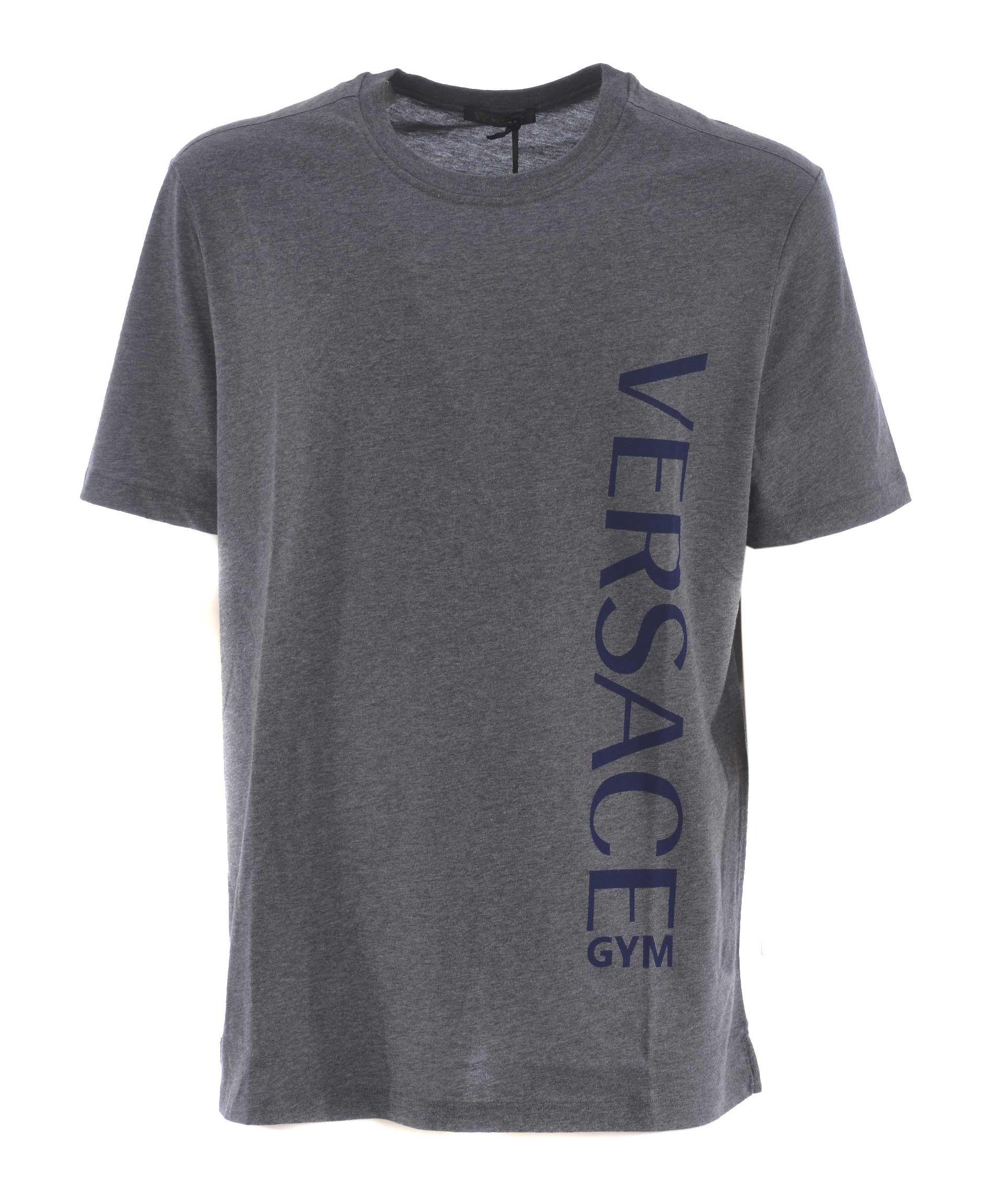 Versace Gym Logo T-shirt In Grigio Scuro Melange | ModeSens