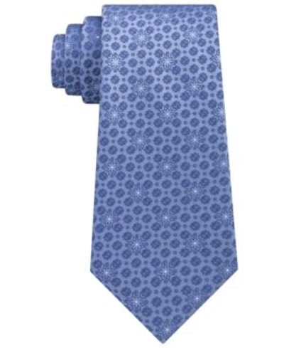Shop Calvin Klein Men's Medallion Silk Tie In Blue