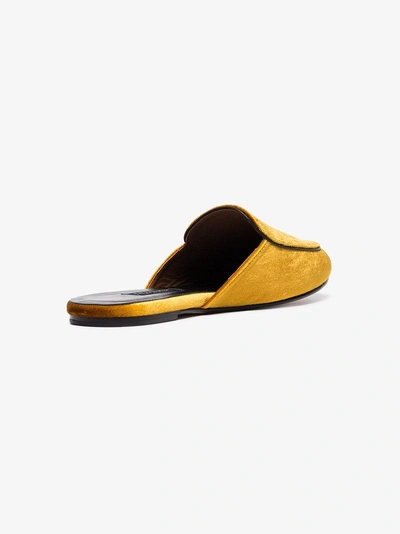 Shop Newbark Yellow Liza Velvet Mules In Yellow&orange